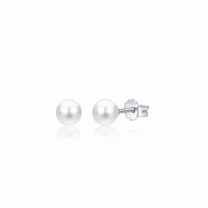 UNICORNJ 14K White Gold Freshwater Cultured Pearl Post Stud Earrings Italy