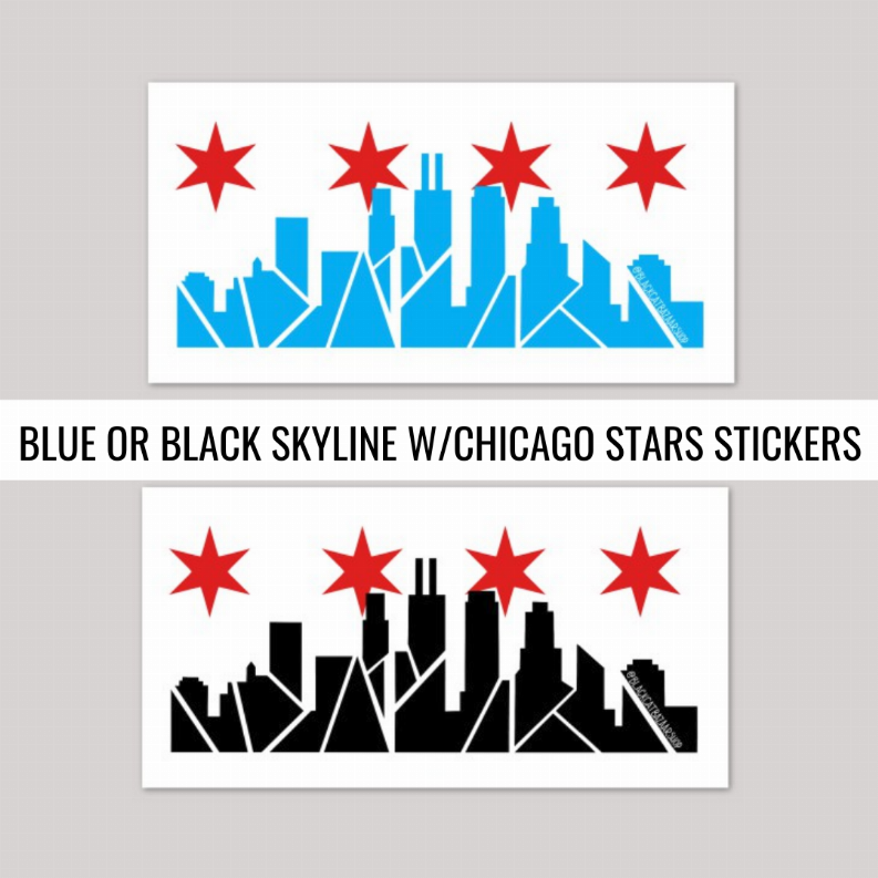 Chicago Skyline with Stars Sticker