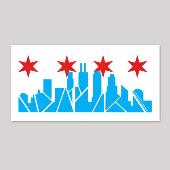 Chicago Skyline with Stars Sticker