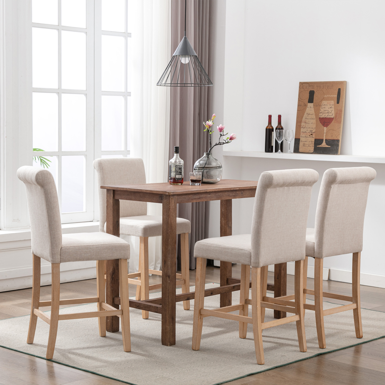 Bar Stools Soft Cushions with Solid Wood Legs