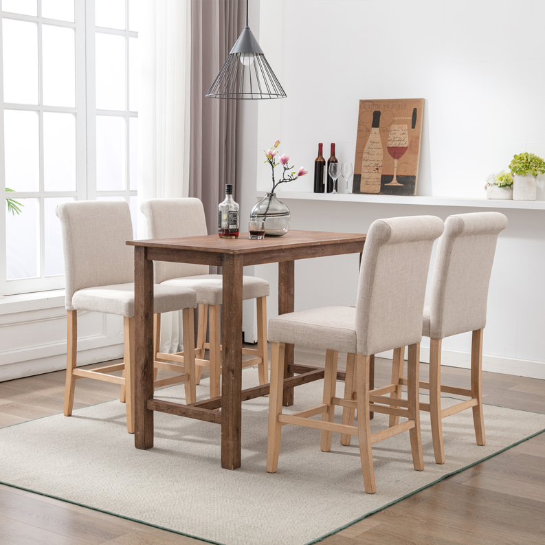 Bar Stools Soft Cushions with Solid Wood Legs