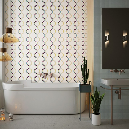 'Slipmat' Multi-Color Stripe Mid-Century Peel & Stick Wallpaper