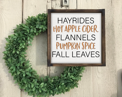 Pumpkins Apples Hayrides  Fall mantle rustic decor