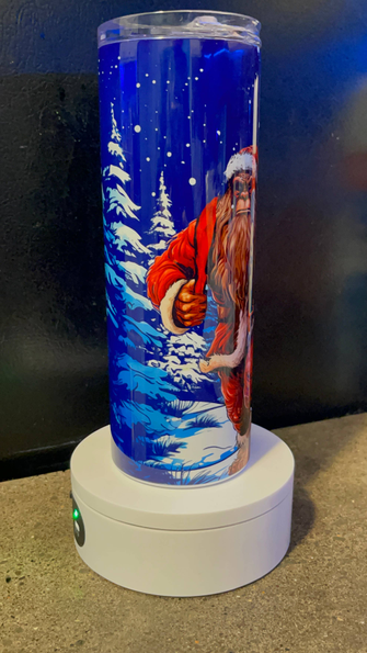 Santa Squatch Christmas scene tumbler