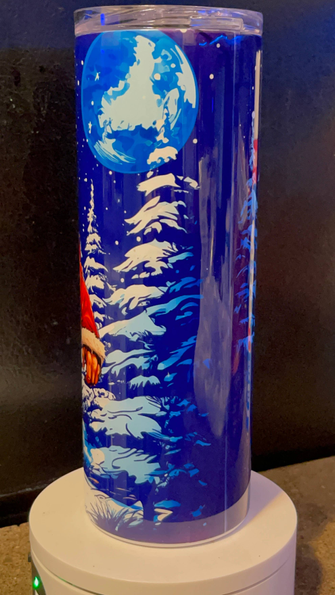 Santa Squatch Christmas scene tumbler