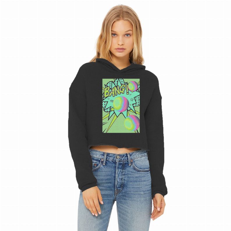 Volley Ball Ladies Cropped Raw Edge Hoodie