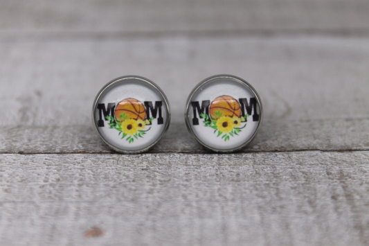 Basketball Mom  Glass Stud Earrings