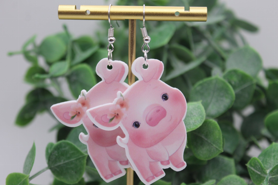 Pig Resin Dangle Earrings