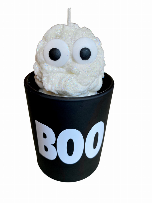 BOO Ghost Spooky Whipped Cream Vegan Fall Scented Soy Candle