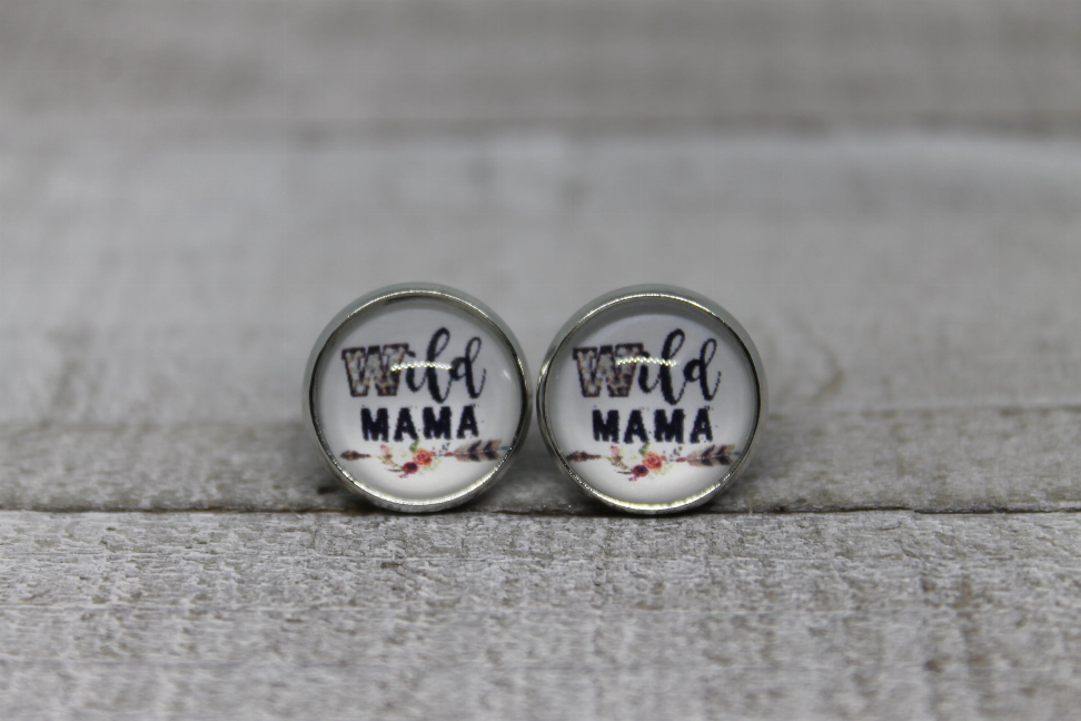 Wild Mama  Glass Stud Earrings