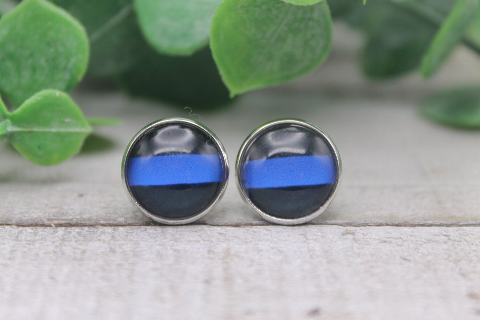 Line  Glass Stud Earrings