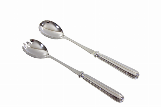 Reed & Ribbon Salad Servers Silver Plate