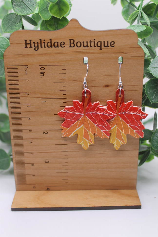 Fall Maple Leaves || Double-Sided Faux Leather Earrings || Hypoallergenic