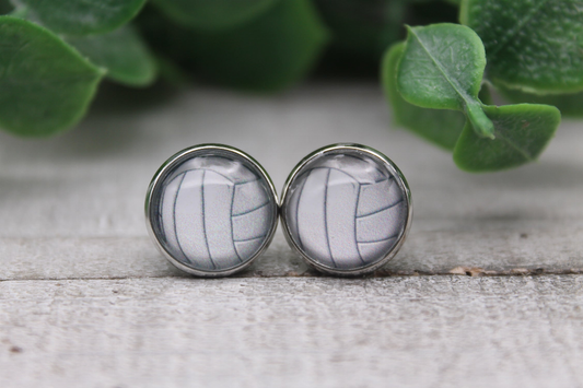 Volleyball  Glass Stud Earrings