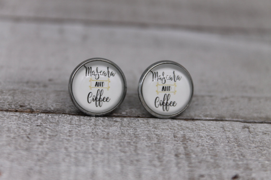 Mascara & Coffee  Glass Stud Earrings