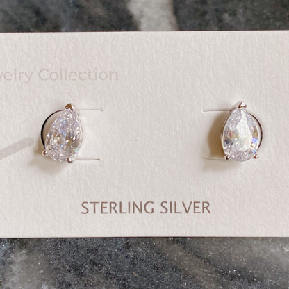 Teardrop Sterling Silver Stud Earrings