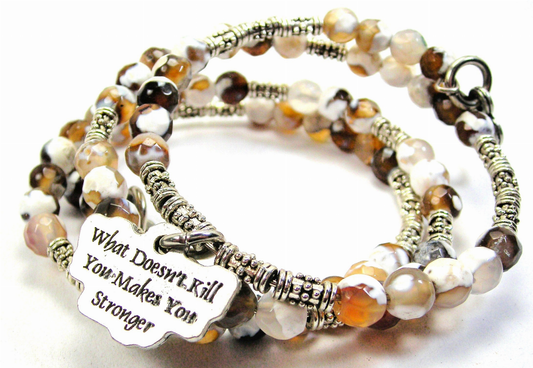 What Doesn't Kill You Makes You Stronger Microcrystalline Quartz Wrap Agate Stone Bracelet