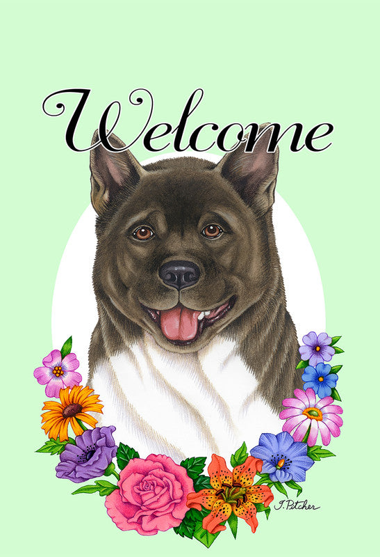 Akita - Best of Breed Welcome Flowers Outdoor Flag