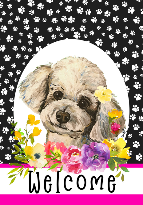 Maltese - Hippie Hound Studios Paw Prints  House and Garden Flags