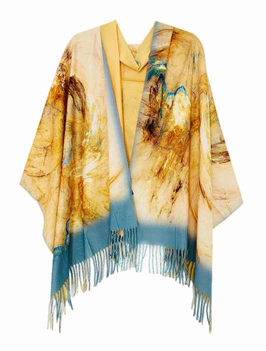 Teal Cashmere Blend Abstract Shawl/Scarf