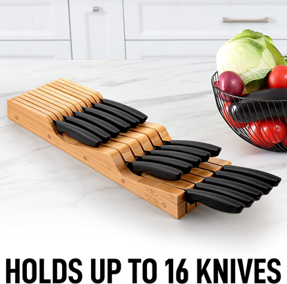 Zulay Kitchen Bamboo Knife Drawer Organizer Insert