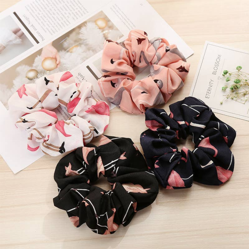 Beautiful Flamingo Pattern Scrunchies