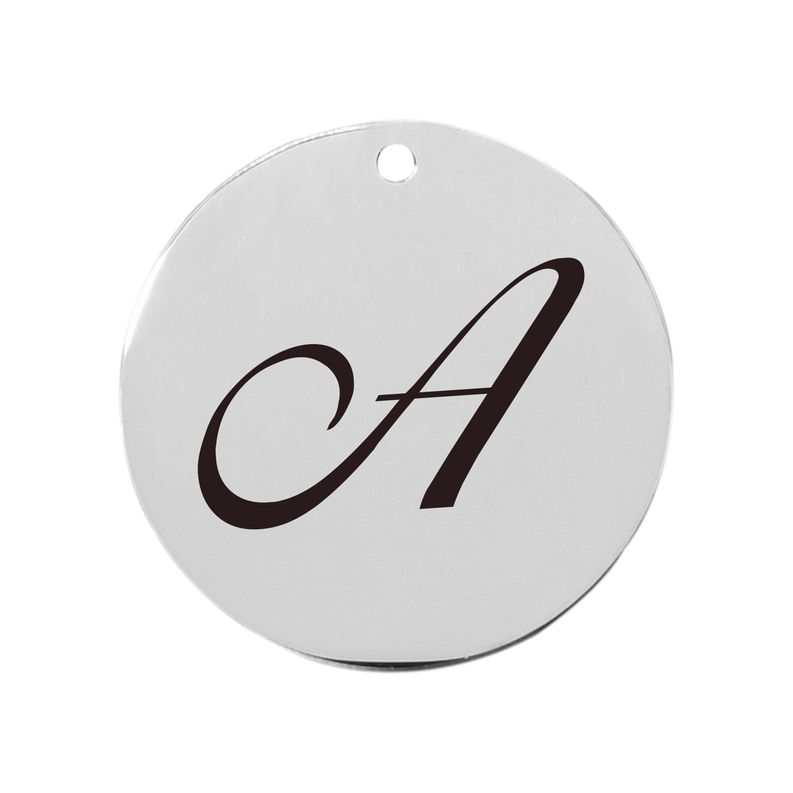 19mm Stainless Steel Cursive Initial Disc Charm