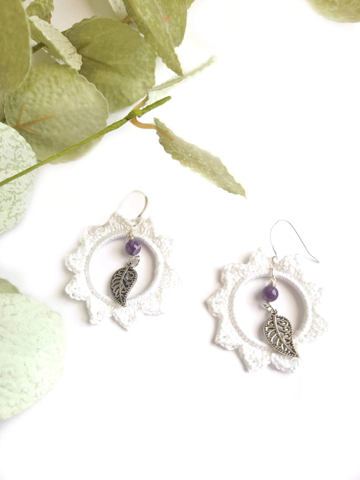 Circle Amethyst Spike Earrings