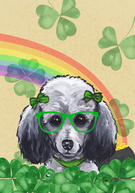 Poodle Grey - Hippie Hound Studios Saint Patricks Day  House and Garden Flags