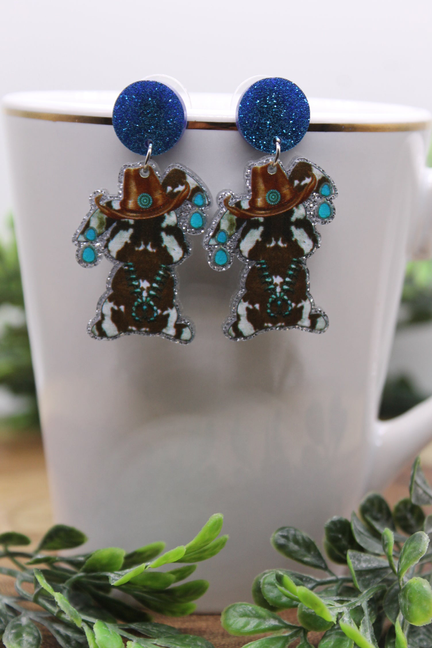 Western Rabbit || Acrylic Dangle Earrings || Hypoallergenic