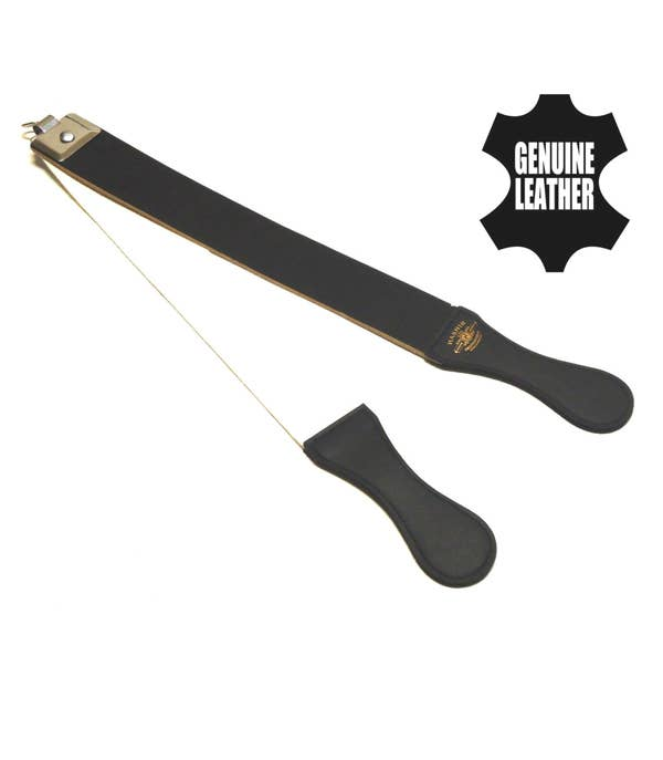 Barber's Leather Strop Sharpener for Solid Straight Razors Black Color