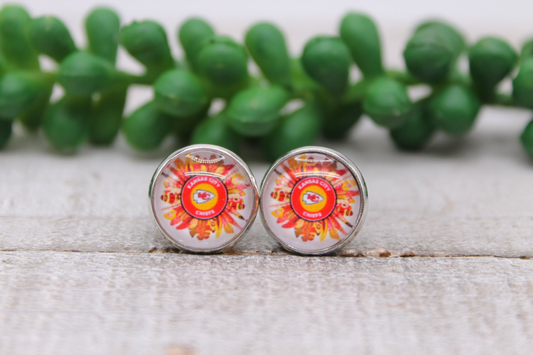 KC Chiefs Football - Feathers || Glass Stud Earrings || Hypoallergenic