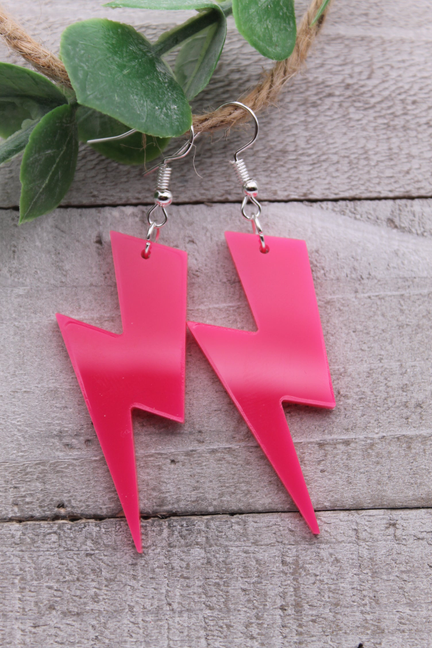 Pink Lightning Bolts Dangle Earrings