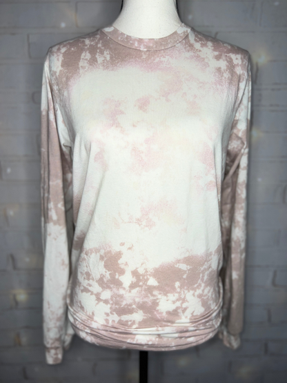 Bella Pink Gravel Bleached Blank Long Sleeve Tee