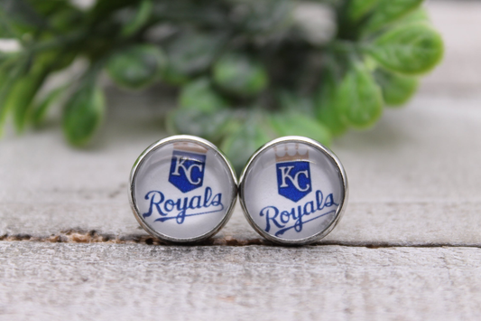 KC Royals Baseball || Glass Stud Earrings || Hypoallergenic