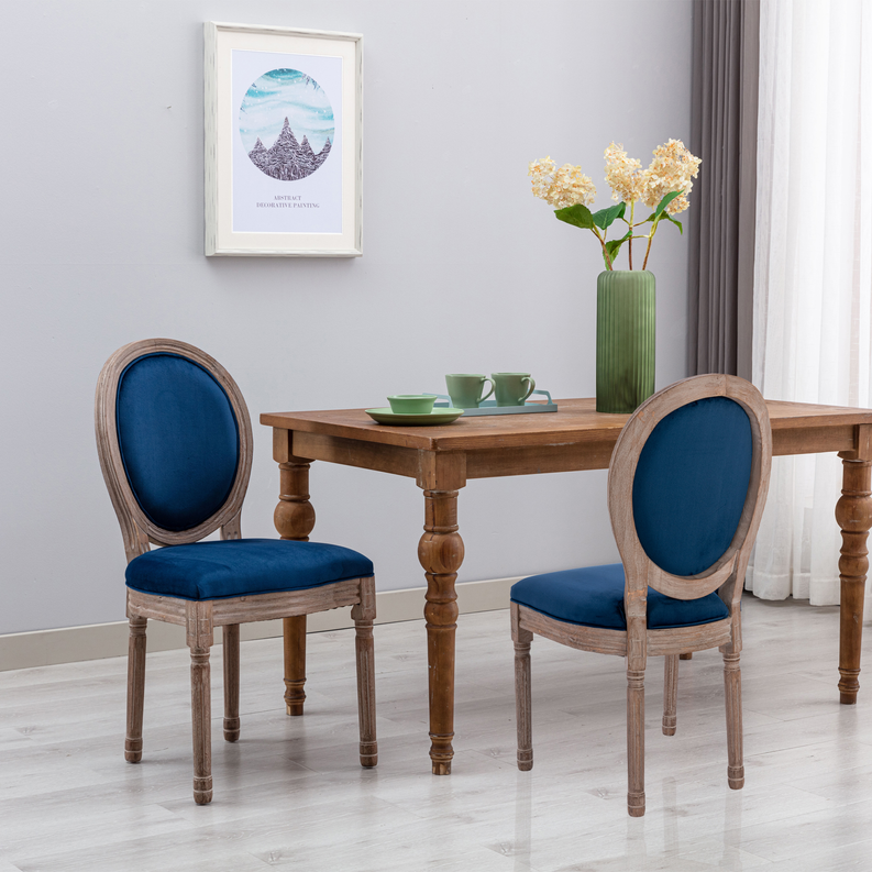 Upholstered Velvet French Dining Chair with rubber legs