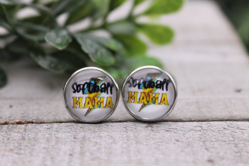 Softball Mama Lightning Bold Stud Earrings