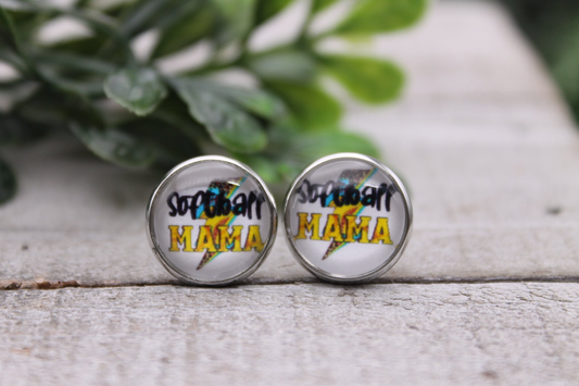 Softball Mama Lightning Bold Stud Earrings