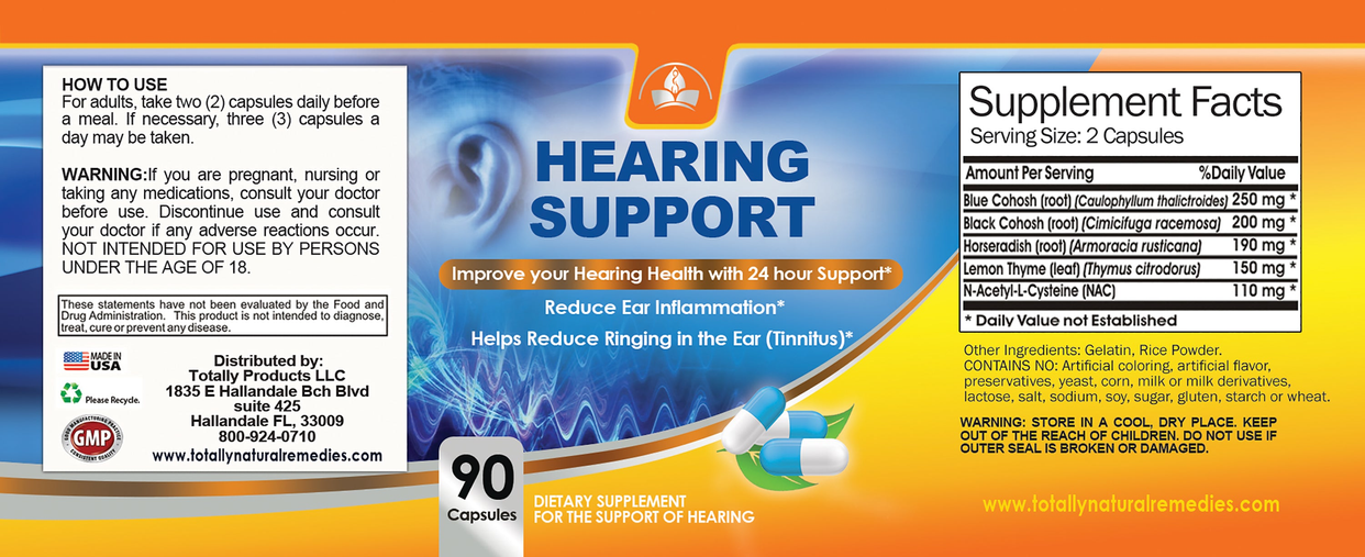 Totally Products Advanced Hearing Support  (90 capsules)