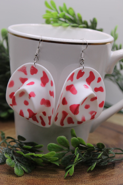 Pink & White Western Hats || Acrylic Dangle Earrings || Hypoallergenic