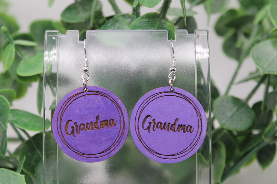 Grandma || Wood Dangle Earrings || Hypoallergenic