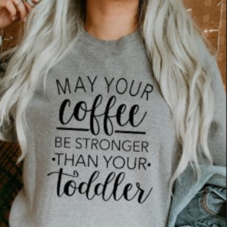 Women's  Sweatshirt Coffee Toddler Printed Crewneck Sweatshirts