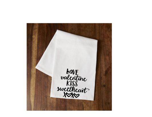 Love Valentine Kiss Sweetheart Tea Towel