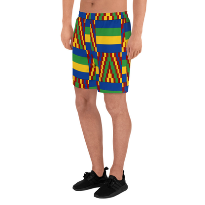 Yellow and Blue Kente African Print Men's Shorts