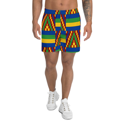 Yellow and Blue Kente African Print Men's Shorts