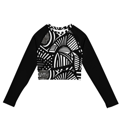 Black Chromo Women's Recycled Polyester Long Sleeve Crop Top Cropped Sweater