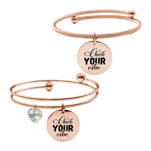 Rose Gold Plated Inspirational Bracelet Set With Austrian Crystals By Pink Box Part 1