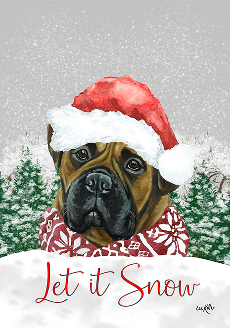 Bull Mastiff - Hippie Hound Studios Christmas  House and Garden Flags