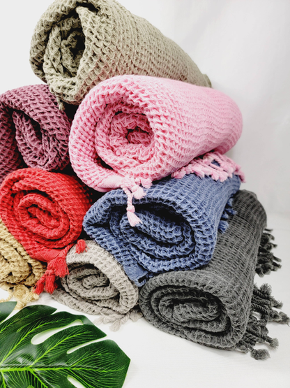 10 WAFFLE Towel / Blanket set, Assorted Waffle Towel Bundle