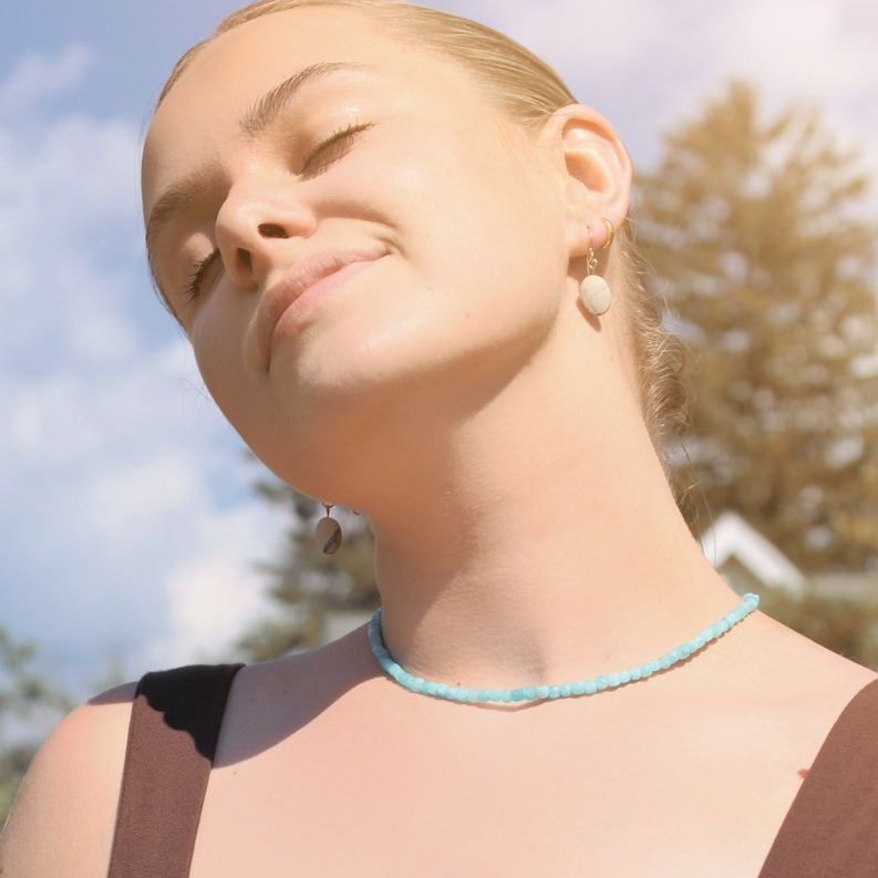 Brazilian Amazonite Cube Gemstone Necklace